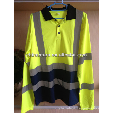 long sleeve high visibility reflective polo shirt